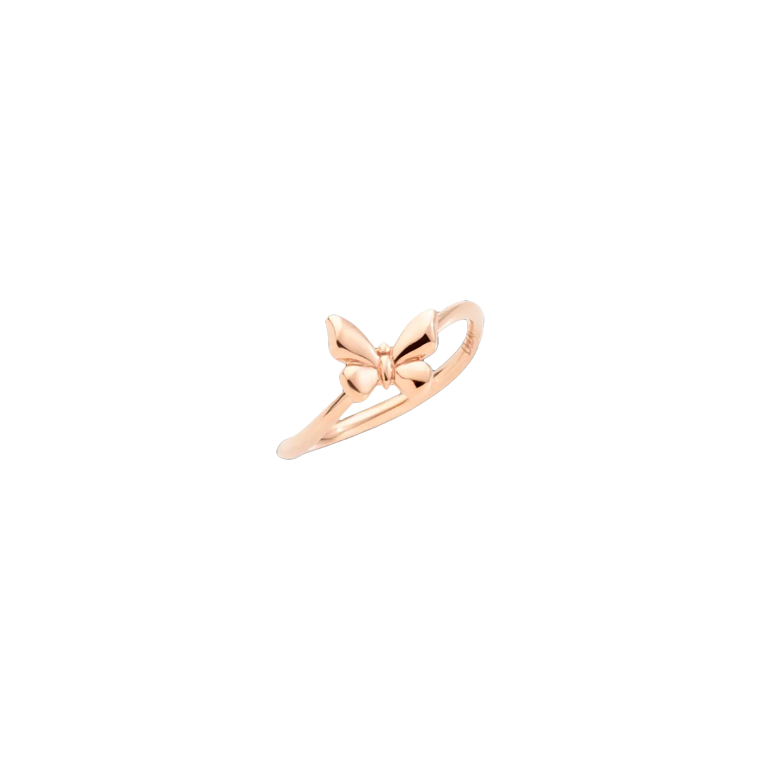 Anello Farfalla DoDo in oro rosa 9K con dettagli di smalto e gemme, design delicato e simbolico.