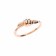 Anello Nodo DoDo in oro rosa 9K con diamanti brown, simbolo di legami forti e amore eterno.