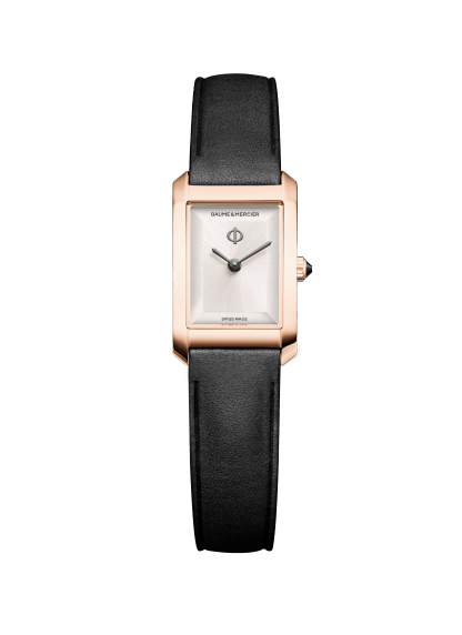 Baume & Mercier Hampton 10861 - cassa acciaio doraro - cinturino pelle nero - quadrante colore argento caldo 
