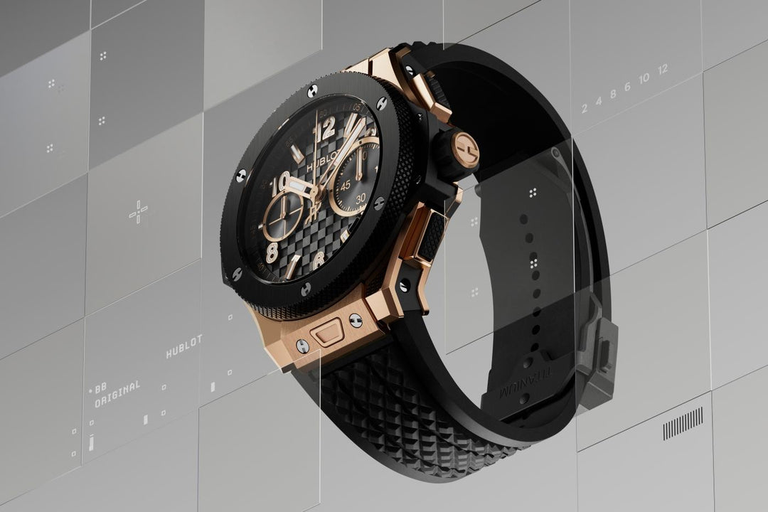 Hublot Big Bang Original King Gold Ceramic 431.OM.1380.RX - cinturino gomma nera - cassa oro rosa 18kt - quadrante nero con cronografo