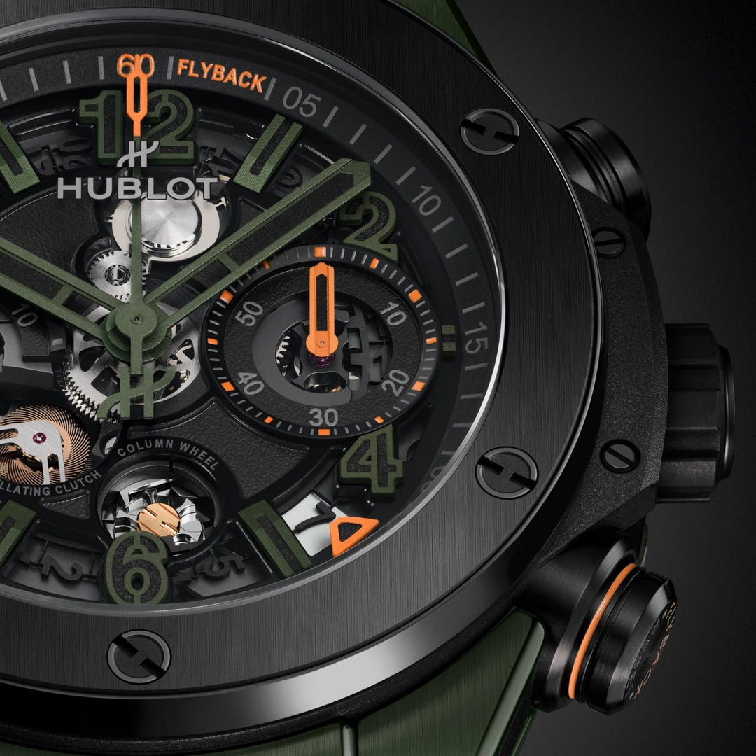 Hublot Big Bang Reloaded Dark Green Ceramic 421.GM.1149.NR.RLD - cassa ceramica verde scuro - cinturino gomma e tessuto verde scuro - quadrante scheletrato