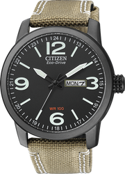 Citizen Aviator BM8476-23E - cinturino tessuto beige - cassa acciaio - quadrante nero con datario