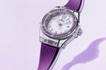 Load image into Gallery viewer, Hublot Big Bang Joyful Steel Purple 485.SV.2210.RX.1205 - cassa acciaio - quadrante bianco lucido - cinturino gomma viola