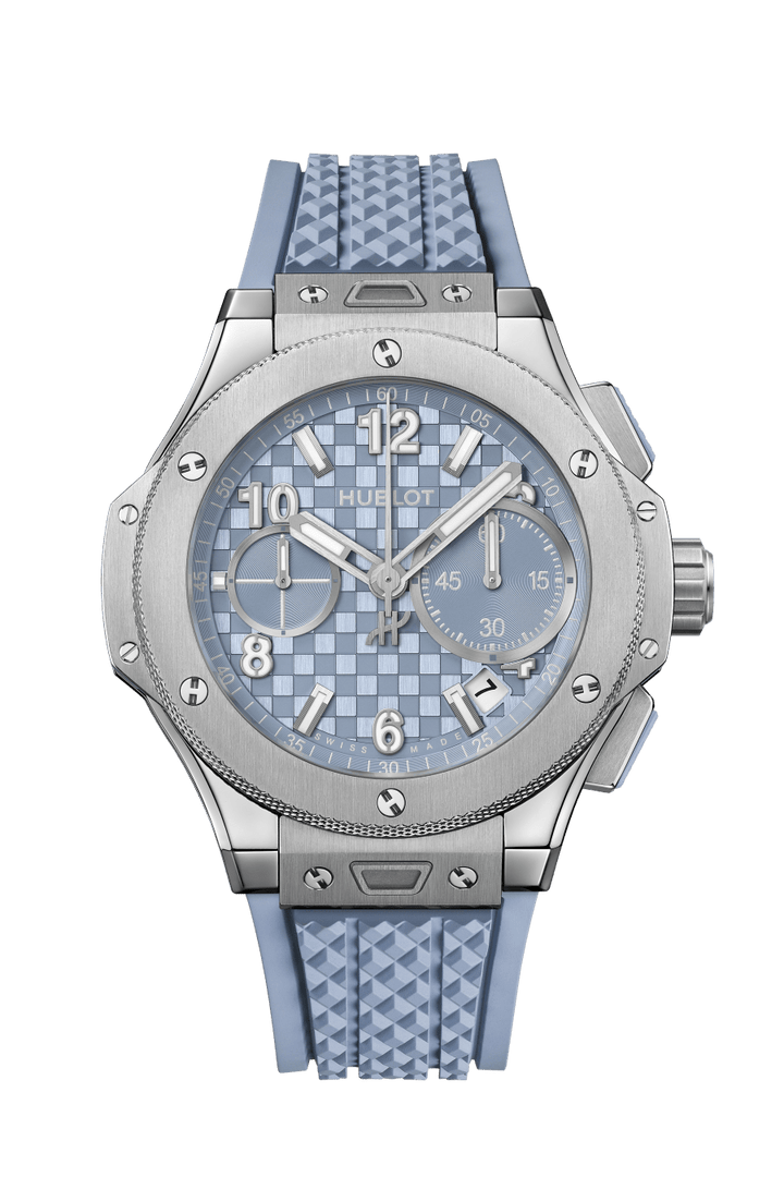 Hublot Big Bang Original Titanium Coal Blue 431.NX.717B.RX - cassa titanio - cinturino gomma azzurro ghiaccio - quadrante azzurro ghiaccio con cronografo e datario