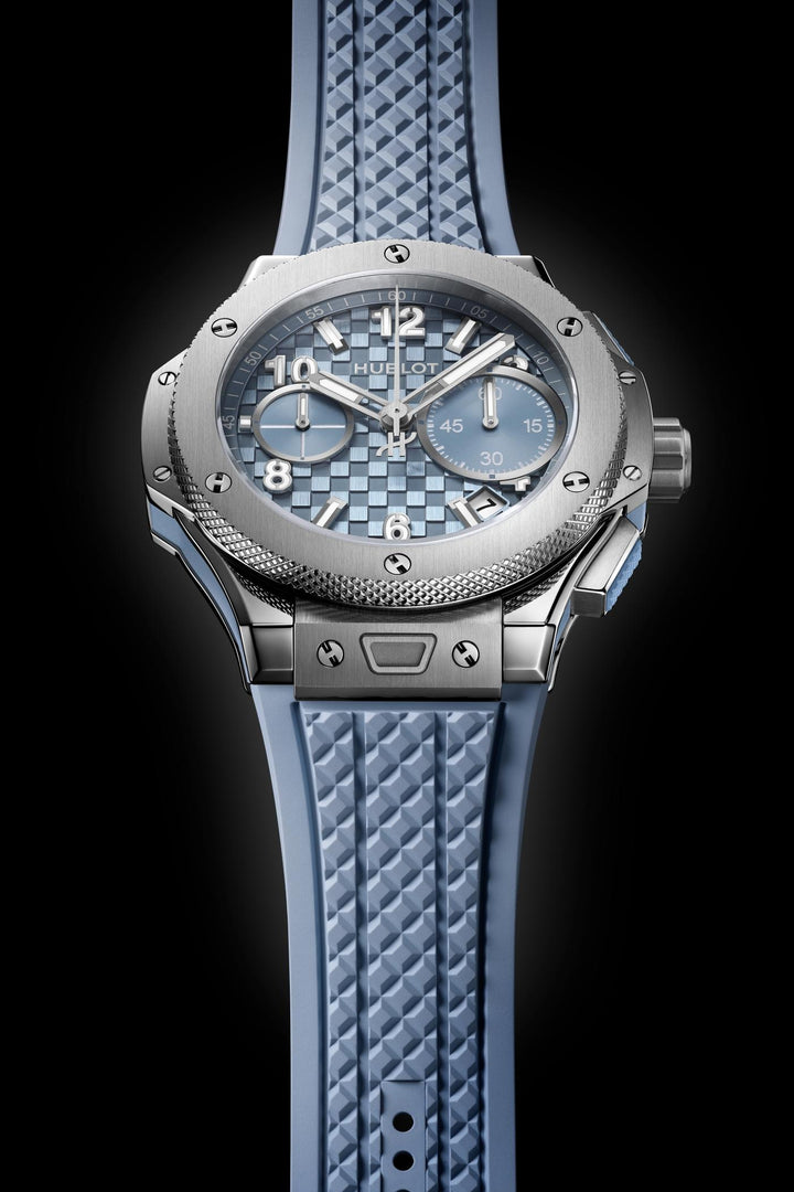 Hublot Big Bang Original Titanium Coal Blue 431.NX.717B.RX - cassa titanio - cinturino gomma azzurro ghiaccio - quadrante azzurro ghiaccio con cronografo e datario