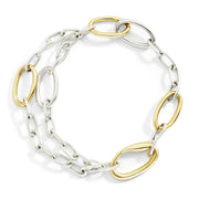 Bracciale Essentials DoDo con maglie ovali in argento 925 e oro dorato 18K, doppia catena e chiusura maxi clasp.