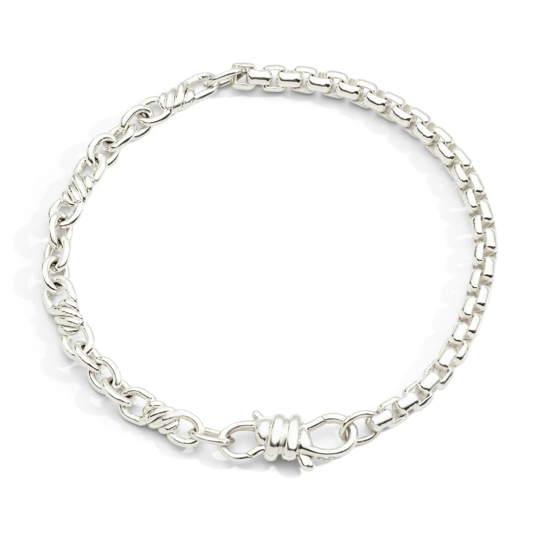 Bracciale Nodo DoDo in argento 925 con catena combinata e chiusura moschettone