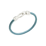 Load image into Gallery viewer, Bracciale Nodo DoDo in cordino cotone azzurro blu con chiusura in argento 925, simbolo di legame e inclusività.
