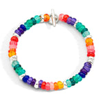 Load image into Gallery viewer, Bracciale Rondelle DoDo in argento 925 e plastica riciclata multicolore, con chiusura t-bar e moduli circolari mobili, edizione limitata.
