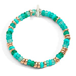 Load image into Gallery viewer, Bracciale Rondelle DoDo in argento dorato oro rosa 18K e plastica riciclata multicolore con chiusura t-bar e moduli circolari mobili.
