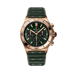 Load image into Gallery viewer, Breitling Chronomat B01 42 con cassa in oro rosso 18 carati e cinturino in caucciù verde.
