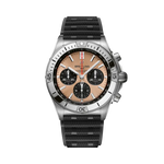 Load image into Gallery viewer, Breitling Chronomat B01 42 con cassa in acciaio inox da 42 mm e quadrante nero, cinturino caucciù nero.
