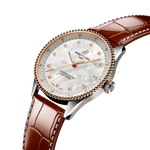 Load image into Gallery viewer, Cassa in acciaio inox e oro rosso 18 carati da 32 mm con vetro zaffiro bombato antiriflesso su entrambi i lati e lunetta fissa in oro rosso
