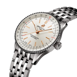Load image into Gallery viewer, Fondello avvitato in acciaio inossidabile del Breitling Navitimer Automatic 36, modello meccanico a carica automatica con calibro Breitling 17 e riserva di carica circa 38 ore.

