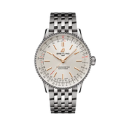 Orologio Breitling Navitimer Automatic 36 con quadrante blu, cassa in acciaio inossidabile da 36 mm, lancette e indici luminescenti.