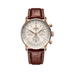 Load image into Gallery viewer, Quadrante nero con dettagli dorati, tre contatori cronografo, lancette luminescenti e datario a finestrella dell&#39;orologio Breitling Navitimer B01 Chronograph 41
