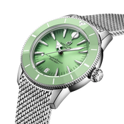 Cassa in acciaio inossidabile da 36 mm con lunetta unidirezionale, vetro zaffiro bombato antiriflesso su entrambi i lati del Breitling Superocean Heritage