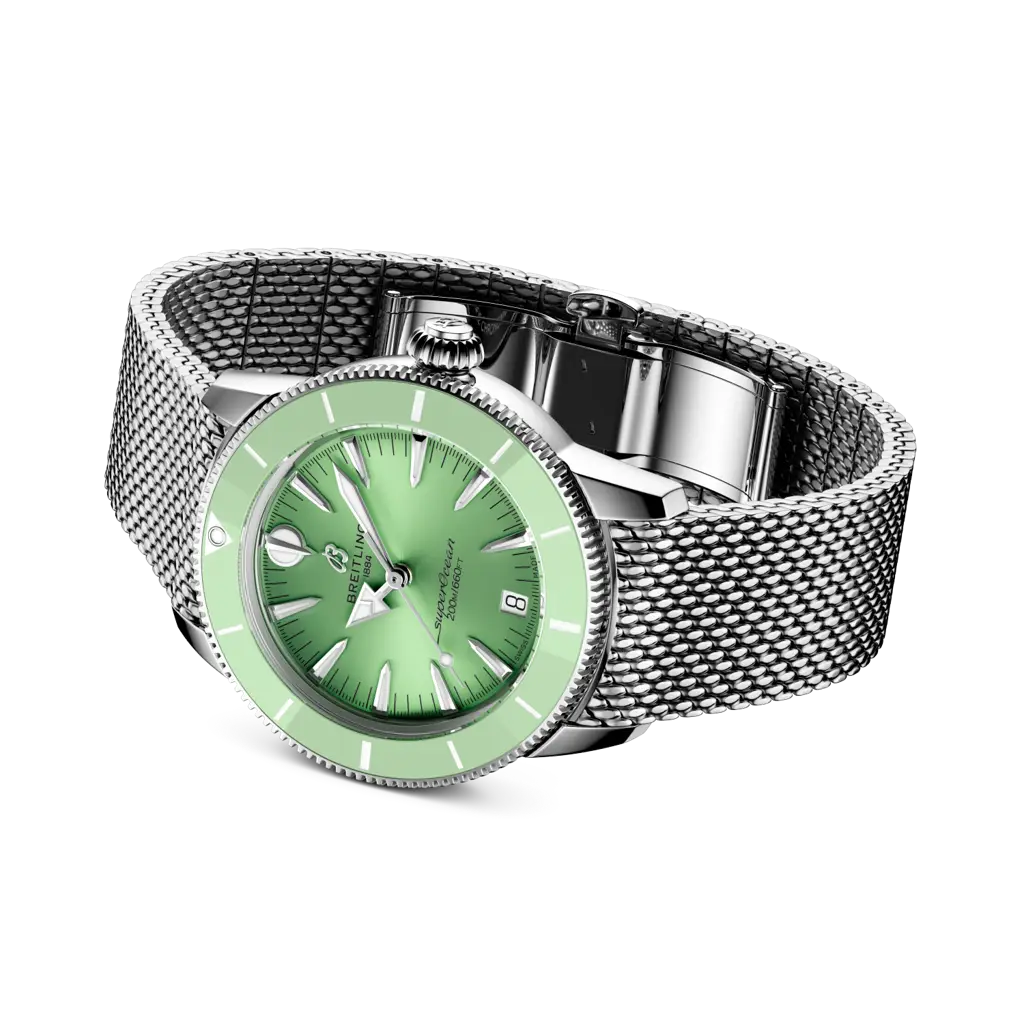 Bracciale in acciaio inossidabile con chiusura pieghevole e fibbia dell'orologio Breitling Superocean Heritage Automatic 36