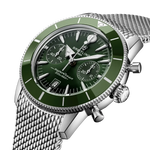 Load image into Gallery viewer, Cassa in acciaio inox da 42 mm con lunetta unidirezionale in ceramica, vetro zaffiro bombato antiriflesso su entrambi i lati e corona a vite del Breitling Superocean Heritage
