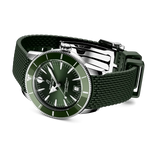 Load image into Gallery viewer, Cinturino verde in caucciù con chiusura pieghevole in acciaio inossidabile del Breitling Superocean Heritage B31 Automatic 40.
