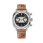 Breitling Top Time B01 Racing con cassa cushion in acciaio inox da 38 mm e quadrante nero con contatori bianchi vintage.