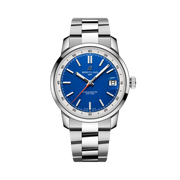 Breitling Top Time B31 con cassa in acciaio inox da 38 mm e quadrante blu con bracciale in acciaio inox.