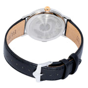 Quadrante con indici e lancette oro rosa con punti luminosi.