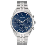 Load image into Gallery viewer, Bulova Crono High Precision 96B373 con cassa in acciaio da 42 mm e quadrante blu con indici a bastoni. con cassa in acciaio da 42 mm e quadrante blu con indici a bastoni.
