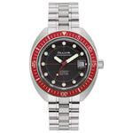 Load image into Gallery viewer, Bulova Oceanographer 96B343 con cassa in acciaio da 41 mm e quadrante nero con ghiera rossa unidirezionale.
