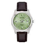 Load image into Gallery viewer, Bulova Surveyor Automatic 96B427 con cassa acciaio da 39 mm e quadrante verde sunray con datario.
