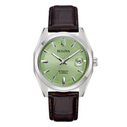 Bulova Surveyor Automatic 96B427 con cassa acciaio da 39 mm e quadrante verde sunray con datario.