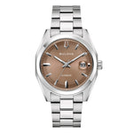Load image into Gallery viewer, Bulova Surveyor Automatic 96B470 con cassa in acciaio inox da 39 mm e quadrante marrone soleil con lunetta esagonale.
