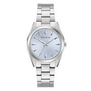 Bulova Surveyor Lady 96L346 con cassa rotonda acciaio inox e quadrante ice blue.