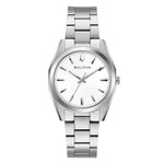 Load image into Gallery viewer, Bulova Surveyor Lady 96L347 con cassa rotonda in acciaio inox da 31 mm e quadrante bianco.
