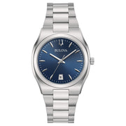 Bulova Surveyor Lady 96M157 con cassa rotonda in acciaio inox da 34 mm e quadrante blu con datario.