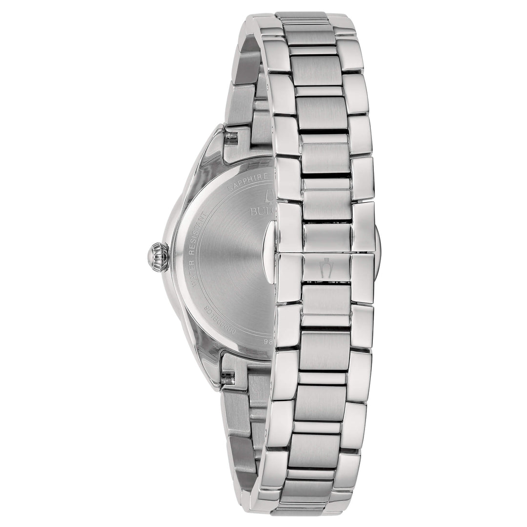 Cassa da 32 mm in acciaio inox con finitura acciaio e bracciale in metallo con chiusura deployante