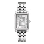Load image into Gallery viewer, Bulova Sutton Tank 96L349 con cassa rettangolare argento e quadrante chiaro con numeri arabi.
