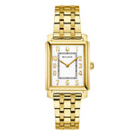 Load image into Gallery viewer, Bulova Sutton Tank 97L186 con cassa rettangolare placcata oro giallo e quadrante bianco.
