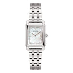 Load image into Gallery viewer, Quadrante bianco madreperla dell’orologio Bulova Sutton Tank 96P244 con 8 diamanti e numeri romani a ore 3, 6 e 9
