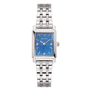 Quadrante in madreperla bianca con otto diamanti incastonati come indici del Bulova Sutton Tank Ladies 96P245