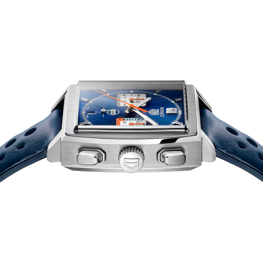 Tag Heuer Monaco Chronograph x Gulf CBL2115.FC6494 - cassa acciaio - cinturino blu - quadrante blu con cronografo e datario