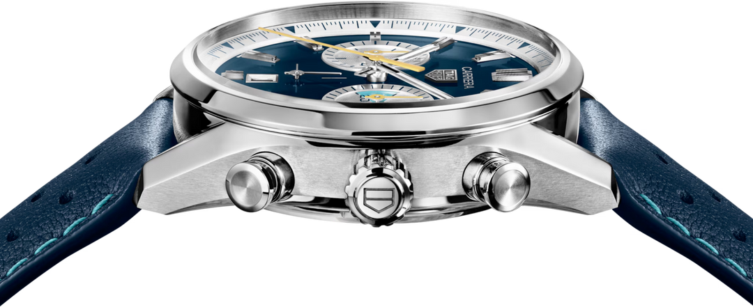 Tag Heuer Carrera Chronograph CBN201N.FC6620 - cassa acciaio - cinturino blu in pelle - quadrante blu con cronografo e datario