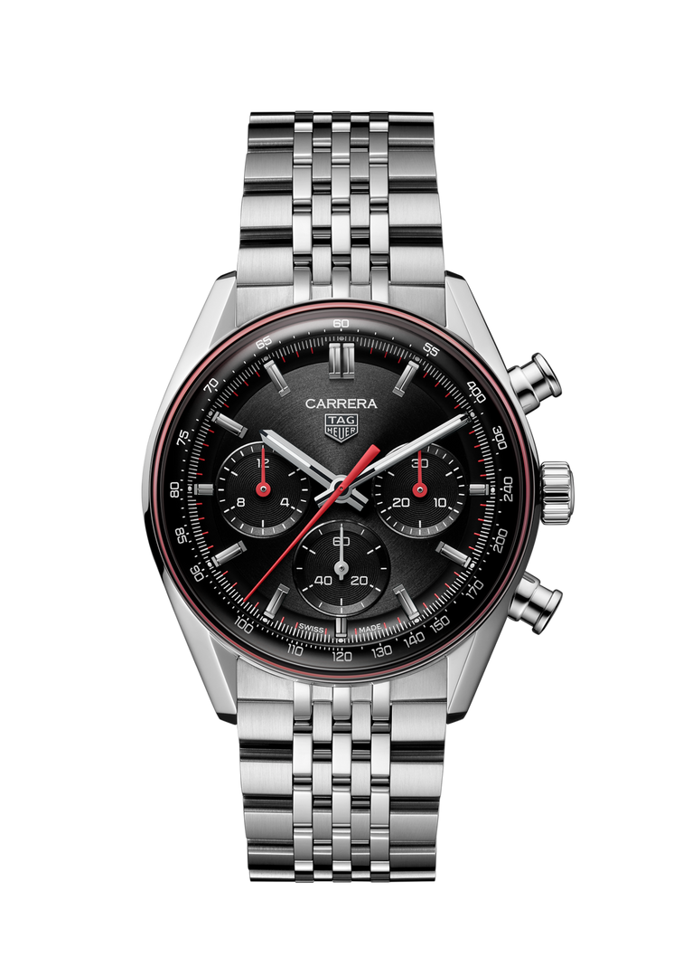 Tag Heuer Carrera Chronograph CBS2114.BA0053 - quadrante nero con dettagli rossi - cassa e bracciale acciaio