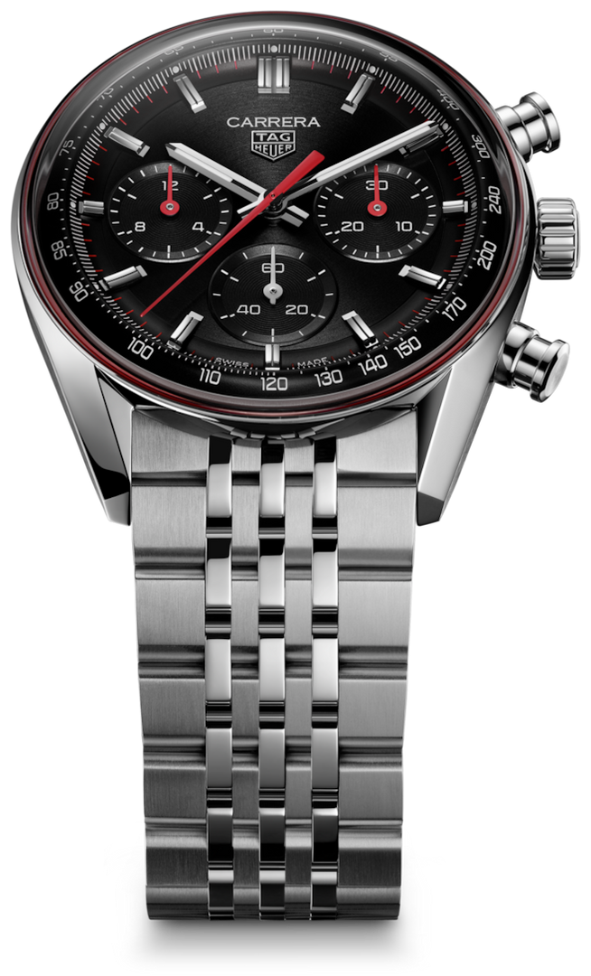 Tag Heuer Carrera Chronograph CBS2114.BA0053 - quadrante nero con dettagli rossi - cassa e bracciale acciaio