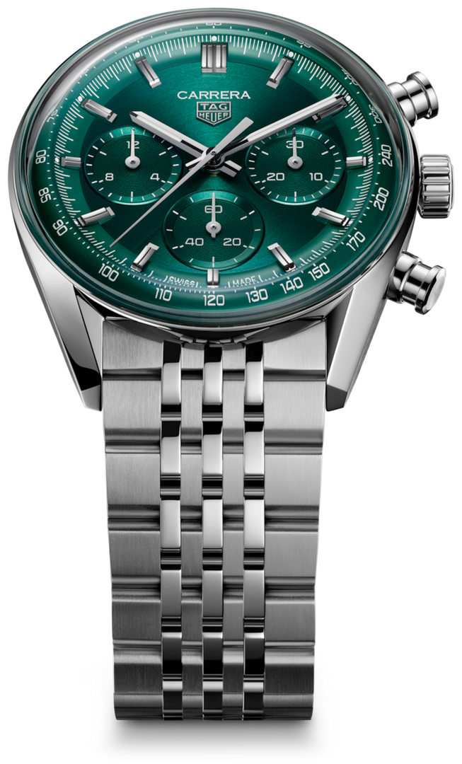 Tag Heuer Carrera Chronograph CBS2115.BA0053 - quadrante verde - cassa e bracciale acciaio