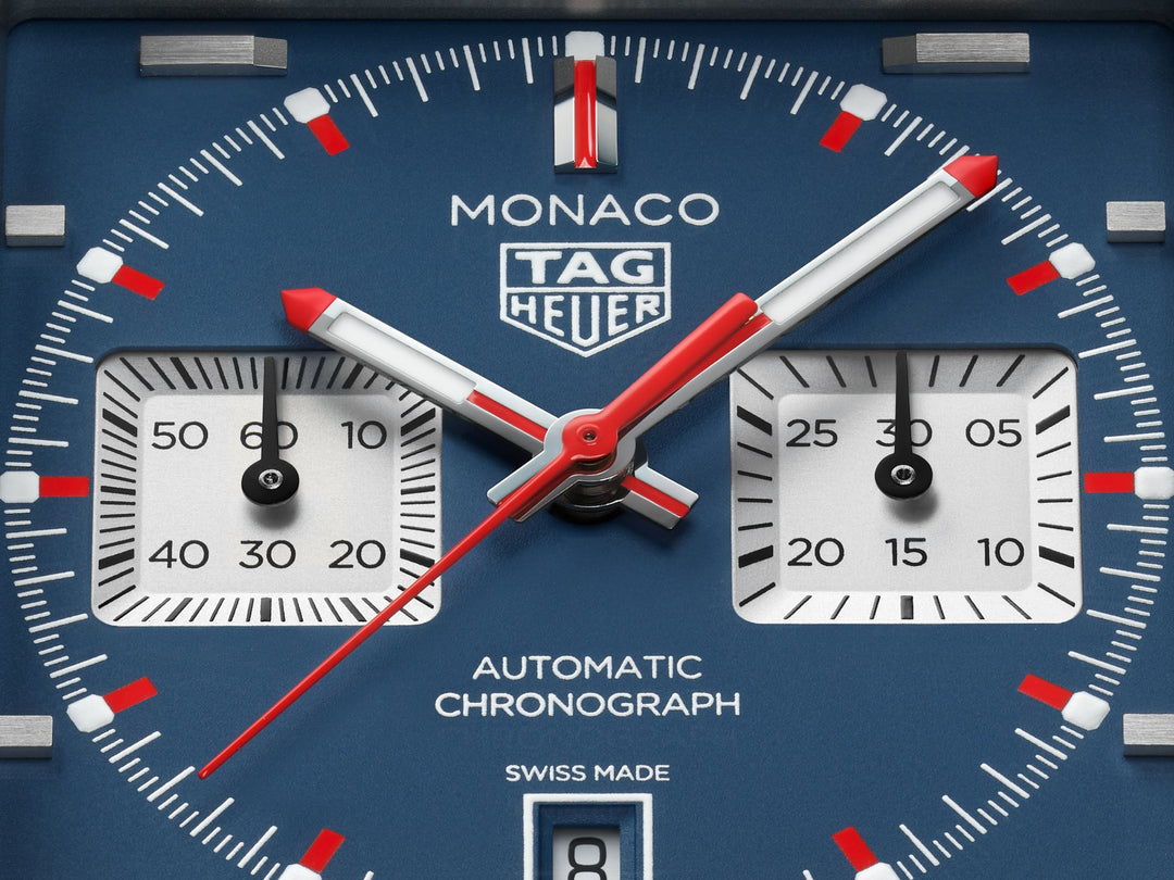 Tag Heuer Monaco Chronograph CDW2181.FC8360 - cassa titanio - cinturino pelle nero - quadrante blu con cronografo e datario
