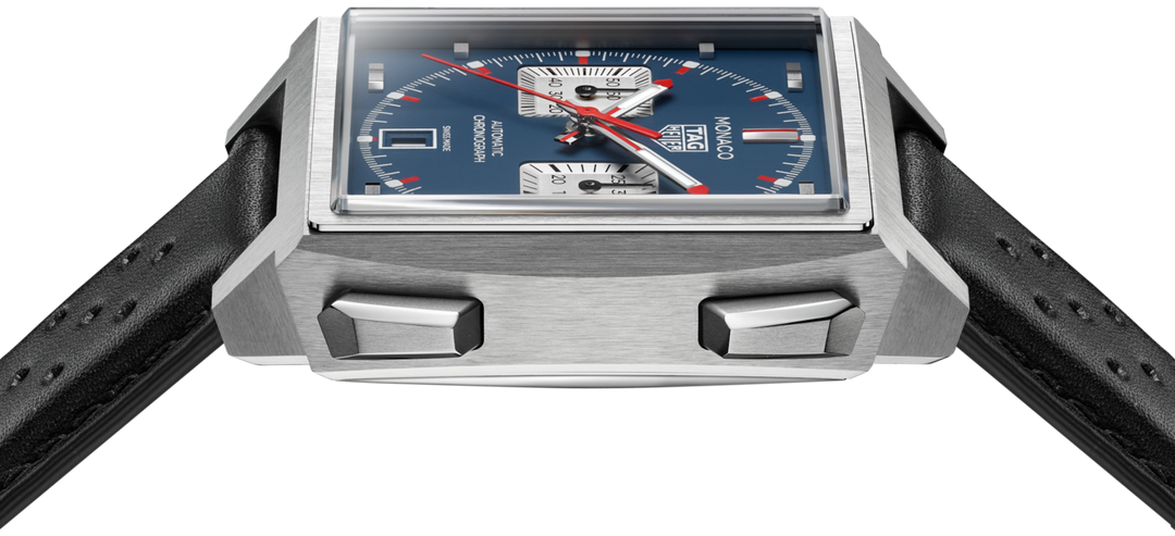 Tag Heuer Monaco Chronograph CDW2181.FC8360 - cassa titanio - cinturino pelle nero - quadrante blu con cronografo e datario