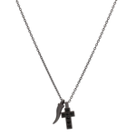 Load image into Gallery viewer, MANO|J Collana in titanio con diamanti black e oro rosso MINPENT7BCROHO