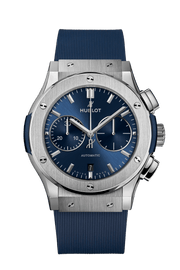 Hublot Classic Fusion Chronograph Titanium Blue 521.NX.7170.RX - cinturino gomma blu - cassa e lunetta titanio - quadrante blu con cronografo e datario