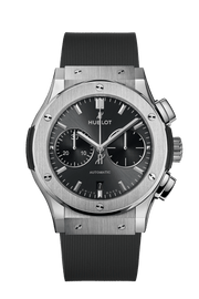 Hublot Classic Fusion Chronograph Titanium 521.NX.7071.RX - cinturino gomma nera - cassa in titanio - quadrante nero con crono e datario